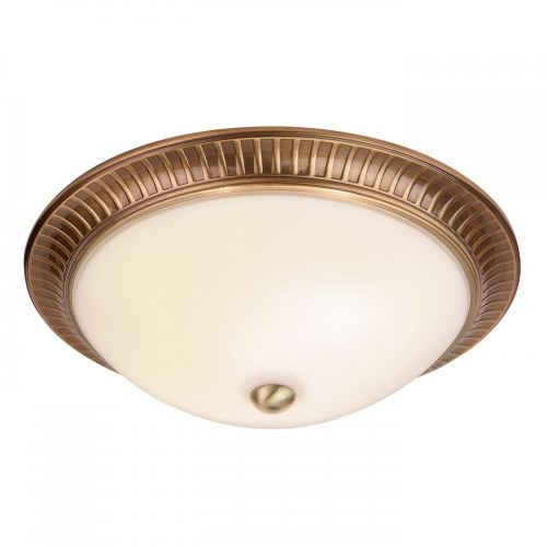 ENDON Brahm 2lt Flush Antique brass plate & frosted glass 2 x 40W E14 candle - ED-91123