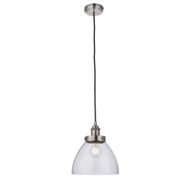  ENDON Hansen 1lt Pendant Brushed silver paint & clear glass 40W E27 GLS - ED-91738