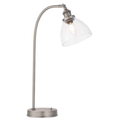 ENDON Hansen 1lt Table Brushed silver paint & clear glass 40W E14 golf - ED-91740