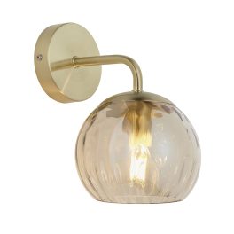   ENDON Dimple 1lt Wall Satin brass plate & champagne lustre glass 25W E14 golf - ED-91970