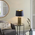 ENDON Calan 1lt Table Gold effect plate & black cotton fabric 40W E27 GLS - ED-93137