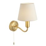 ENDON Conway 1lt Wall Satin brass plate & ivory linen mix fabric 3W LED G9 - ED-93852