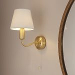 ENDON Conway 1lt Wall Satin brass plate & ivory linen mix fabric 3W LED G9 - ED-93852
