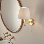 ENDON Conway 1lt Wall Satin brass plate & ivory linen mix fabric 3W LED G9 - ED-93852