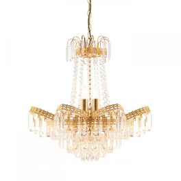   ENDON Adagio 9lt Pendant Clear glass & gold effect plate 9 x 6W LED E14 - ED-96819-GO