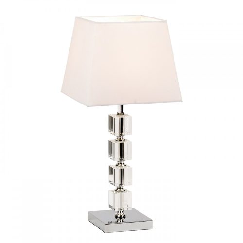 ENDON Murford 1lt Table Chrome plate, clear acrylic with white fabric 40W E14 candle - ED-96940-TLCH