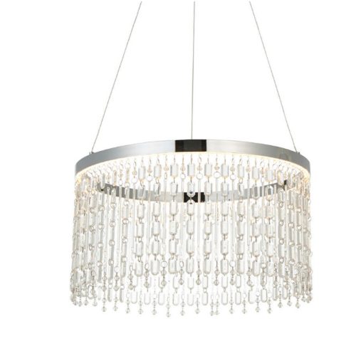 ENDON Liliana 1lt Pendant Chrome plate & clear crystal glass 19.67W LED (SMD 2835) Warm White - ED-98150