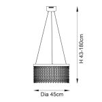 ENDON Liliana 1lt Pendant Chrome plate & clear crystal glass 19.67W LED (SMD 2835) Warm White - ED-98150