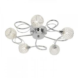   ENDON Aherne 5lt Semi flush Chrome plate with clear glass & chrome wire 5 x 33W G9 clear capsule - ED-AHERNE-5CH
