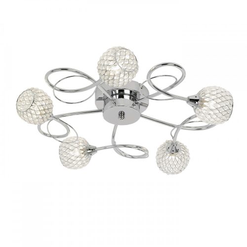 ENDON Aherne 5lt Semi flush Chrome plate with clear glass & chrome wire 5 x 33W G9 clear capsule - ED-AHERNE-5CH
