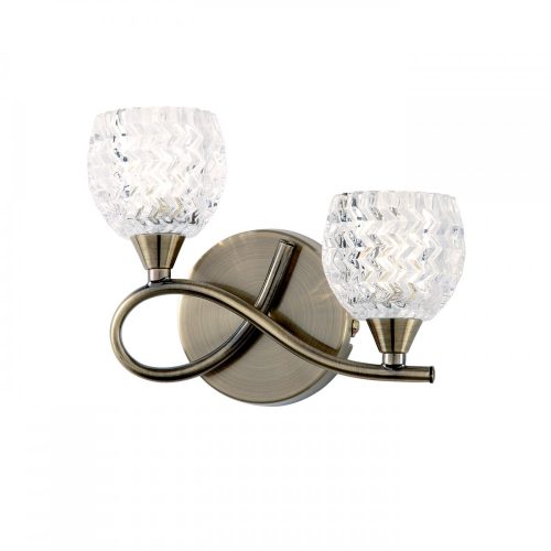 ENDON Boyer 2lt Wall Antique brass plate & clear glass 2 x 33W G9 clear capsule - ED-BOYER-2WBAB-L