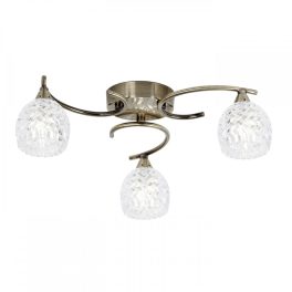   ENDON Boyer 3lt Semi flush Antique brass plate & clear glass 3 x 33W G9 clear capsule - ED-BOYER-3AB
