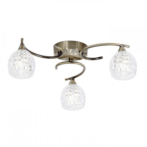 ENDON Boyer 3lt Semi flush Antique brass plate & clear glass 3 x 33W G9 clear capsule - ED-BOYER-3AB