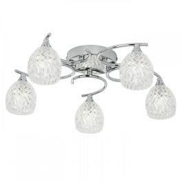   ENDON Boyer 5lt Semi flush Chrome plate & clear glass 5 x 33W G9 clear capsule - ED-BOYER-5CH