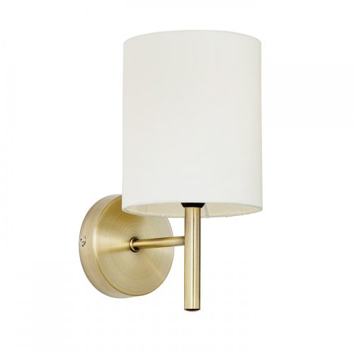 ENDON Brio 1lt Wall Antique brass plate & cream fabric 40W E14 golf - ED-BRIO-1WBAB