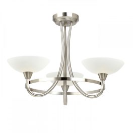   ENDON Cagney 3lt Semi flush Satin chrome plate & white glass 3 x 33W G9 clear capsule - ED-CAGNEY-3SC