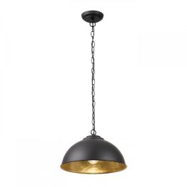   ENDON Colman 1lt Pendant Matt black & gold leaf 60W E27 GLS - ED-COLMAN-BL