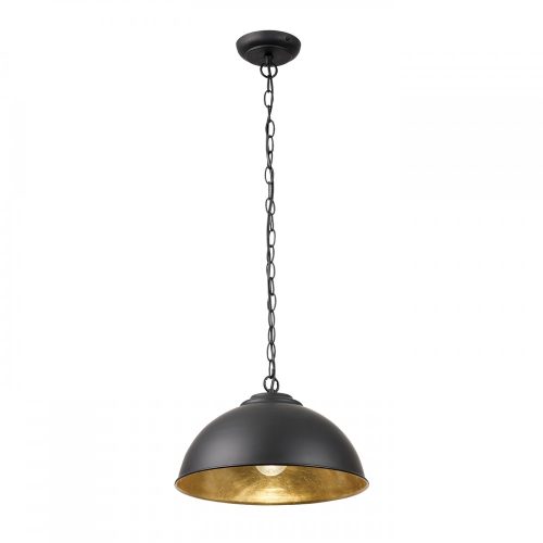 ENDON Colman 1lt Pendant Matt black & gold leaf 60W E27 GLS - ED-COLMAN-BL