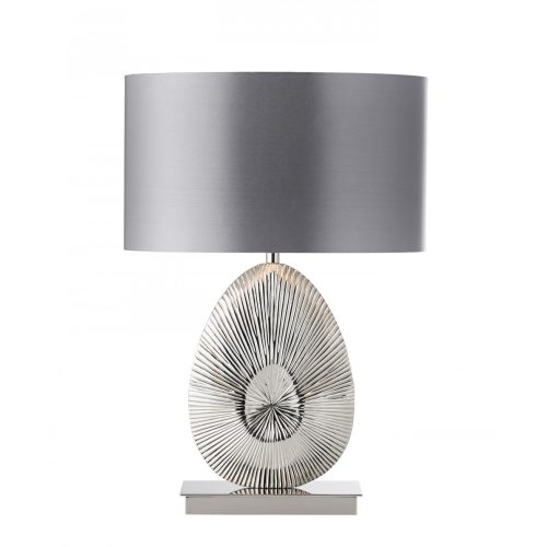 ENDON Simeto 1lt Table Polished nickel plate & grey fabric 60W E27 GLS - ED-EH-SIMETO-TL