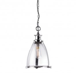   ENDON Storni 1lt Pendant Polished nickel plate & clear glass 40W E27 GLS - ED-EH-STORNI-L