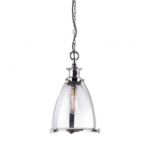 ENDON Storni 1lt Pendant Polished nickel plate & clear glass 40W E27 GLS - ED-EH-STORNI-L