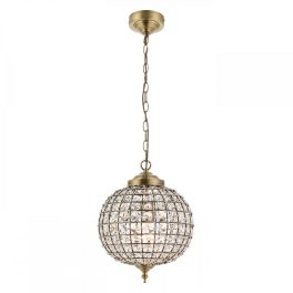   ENDON Tanaro 1lt Pendant Antique brass plate & clear glass 60W E27 GLS - ED-EH-TANARO-AB