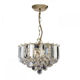   ENDON Fargo 3lt Pendant Brass plate & clear acrylic 3 x 7W LED E14 - ED-FARGO-12BP