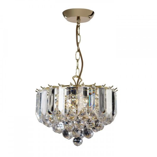 ENDON Fargo 3lt Pendant Brass plate & clear acrylic 3 x 7W LED E14 - ED-FARGO-12BP