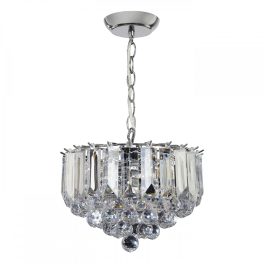   ENDON Fargo 3lt Pendant Chrome plate & clear acrylic 3 x 7W LED E14 - ED-FARGO-12CH