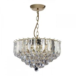   ENDON Fargo 3lt Pendant Brass plate & clear acrylic 3 x 6W LED E14 - ED-FARGO-14BP