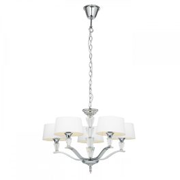   ENDON Fiennes 5lt Pendant Chrome plate & vintage white fabric 5 x 40W E14 golf - ED-FIENNES-5NI