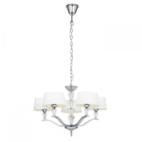 ENDON Fiennes 5lt Pendant Chrome plate & vintage white fabric 5 x 40W E14 golf - ED-FIENNES-5NI