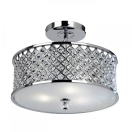   ENDON Hudson 3lt Flush Chrome plate & clear crystal 3 x 60W E27 GLS - ED-HUDSON-3CH