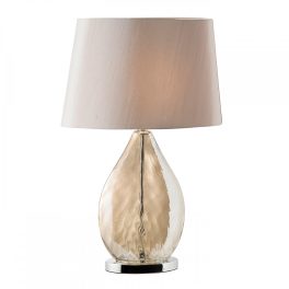   ENDON Kew 1lt Table Gold tinted glass & mink fabric 10W LED E27 - ED-KEW-TLGO