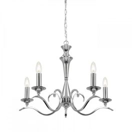   ENDON Kora 5lt Pendant Chrome plate 5 x 40W E14 candle - ED-KORA-5CH