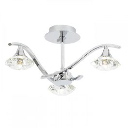   ENDON Langella 3lt Semi flush Chrome plate & clear crystal 3 x 3W LED G9 - ED-LANGELLA-3CH