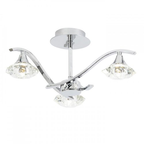 ENDON Langella 3lt Semi flush Chrome plate & clear crystal 3 x 3W LED G9 - ED-LANGELLA-3CH
