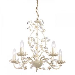   ENDON Lullaby 5lt Pendant Cream/br gold paint & clear/pearl acrylic 5 x 60W E14 candle - ED-LULLABY-5CR