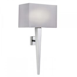   ENDON Moreto 1lt Wall Chrome plate & grey fabric 7W LED E14 - ED-MORETO-1WBCH