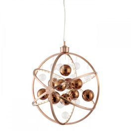   ENDON Muni 1lt Pendant Copper plate with clear & copper glass 8.53W LED (SMD 2835) Warm White - ED-MUNI-CO