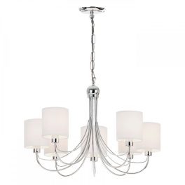   ENDON Phantom 7lt Pendant Chrome plate & white fabric 7 x 40W E14 candle - ED-PHANTOM-7CH
