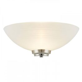   ENDON Welles 1lt Wall Satin chrome plate & white glass 60W E27 GLS - ED-WELLES-1WBSC