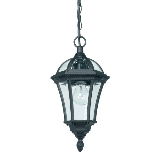 ENDON Drayton 1lt Pendant Textured black & clear glass 60W E27 GLS - ED-YG-3503