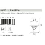 Fali lámpa E14 2x40W króm/fekete/ólomkristály Diadema - EG-89035