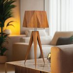 ELSTEAD Accord table lamp, height 620mm, width 300mm, 1x E27 - ELS-QN-ANGULAR-TL-TEAK