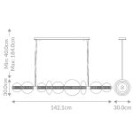 ELSTEAD Eurofase pendant light, width 1421mm, LED 46W dimmable, 3586lm - ELS-QN-ATOMO-LP7-PC