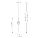 ELSTEAD Eurofase pendant light, height 598mm, height-adjustable, LED 6W dimmable, 340lm - ELS-QN-BARLETTA-1P-BK