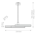 ELSTEAD Eurofase pendant light, width 1145mm, LED 74W dimmable, 4700lm - ELS-QN-CAMENO-LP-BG