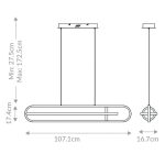 ELSTEAD Eurofase pendant light, width 1071mm, LED 58W dimmable, 2900lm - ELS-QN-DEMARK-LP-BG