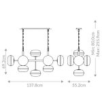 ELSTEAD Eurofase pendant light, width 1378mm, 10x E27 - ELS-QN-NOTTINGHAM-10LP-AB